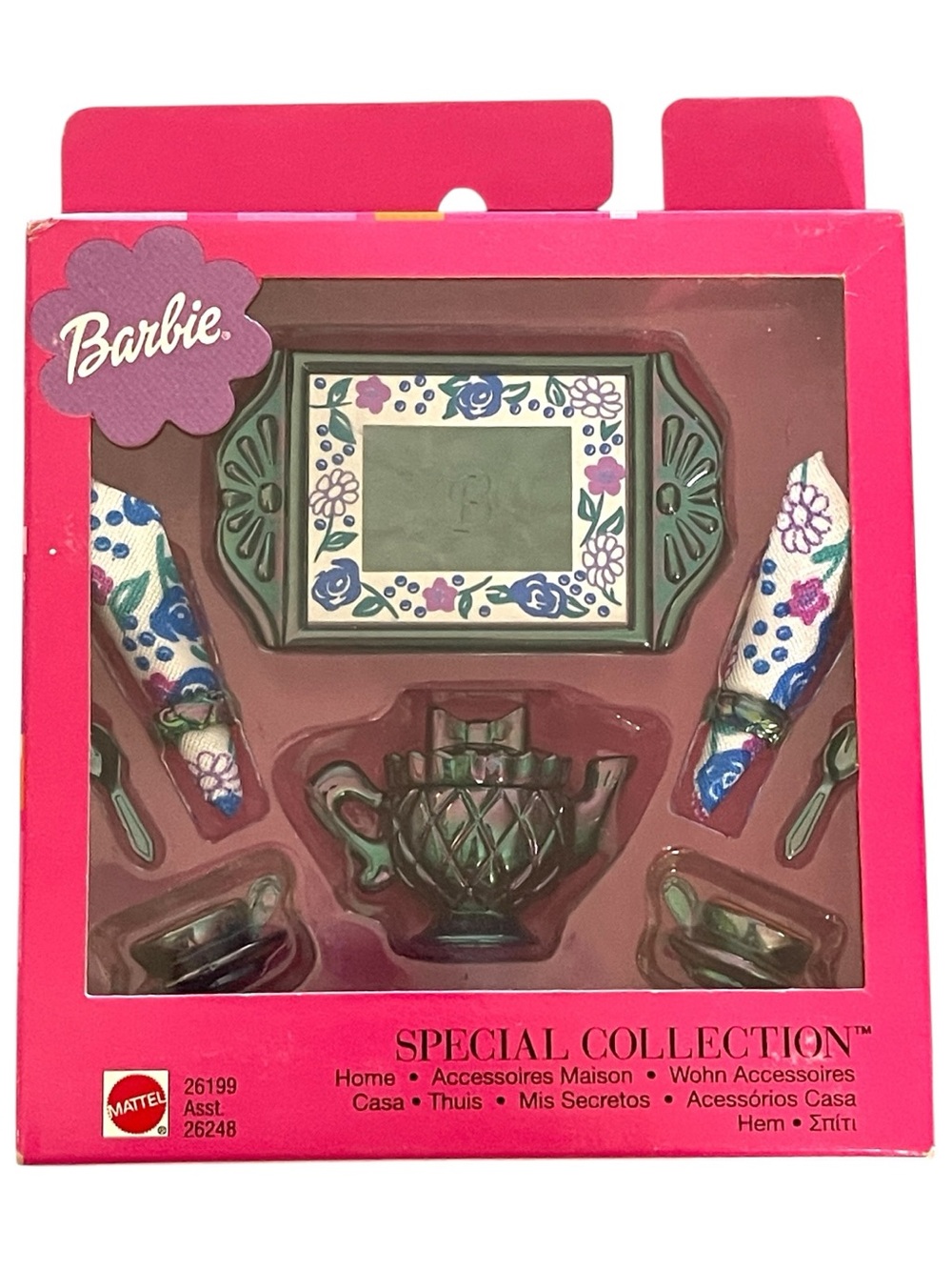 NIB Vintage Mattel Barbie Special Collection Carnival Glass Tea Set Accessories